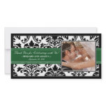 Elegant Damask Wedding Thank You Photocard: green Photo Greeting Card