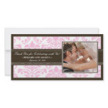 Elegant Damask Wedding Thank You Photocard: pink Personalized Photo Card