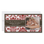 Elegant Damask Wedding Thank You Photocard: red Picture Card
