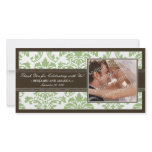 Elegant Damask Wedding Thank You Photocard: sage