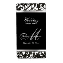 Elegant Damask Wedding Wine Labels