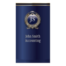 Elegant Dark Blue & Gold Accountant Business Card