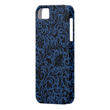 Elegant dark blue iphone5 victorian Damask case iPhone 5 Cases