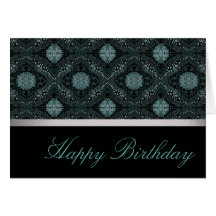 Elegant Dark Floral Pattern Birthday Card