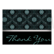 Elegant Dark Floral Pattern Thank You Cards