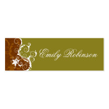 Elegant Dark Gold and White Flowers Business Cards