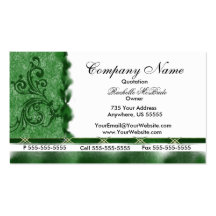 Elegant Dark Green Embroidery Business Cards
