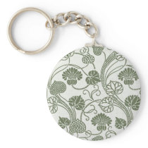 Elegant Dark Green Fancy Floral Key Chain