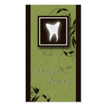 Elegant Dentist Business Card Green Molar Tooth