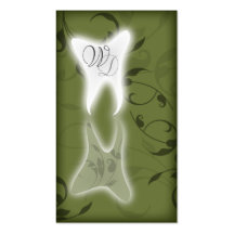 Elegant Dentist Business Card Green Reflect Tooth