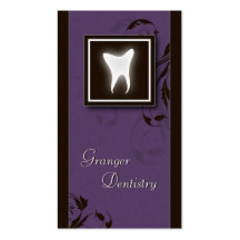 Elegant Dentist Business Card Purple Molar Tooth