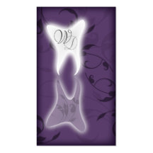 Elegant Dentist Business Card Purple Reflect Tooth