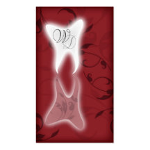 Elegant Dentist Business Card Red Reflect Tooth