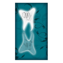 Elegant Dentist Business Card Teal Reflect Tooth