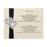 Elegant Diamond Black Ribbon Direction Cards Custom Announcement