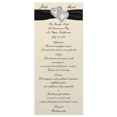 Elegant Diamond Black Ribbon Menu Card by atteestude