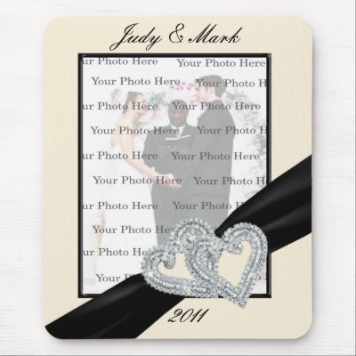 Elegant Diamond Black Ribbon Mouse Pad by atteestude