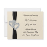 Elegant Diamond Black Ribbon Reception Cards Personalized Announcement