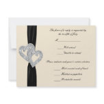 Elegant Diamond Black Ribbon Response Cards Custom Invite