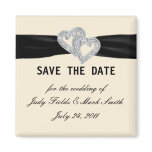 Elegant Diamond Black Ribbon Save The Date Magnet