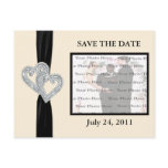 Elegant Diamond BlackRibbon Save The Date Postcard