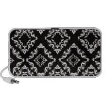 elegant diamond damask black white iPhone speaker