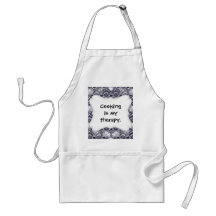 Elegant Distressed Navy Blue Lace Damask Pattern Aprons
