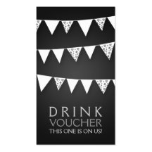 Elegant Drink Voucher Love Bunting Monogram Black Business Card