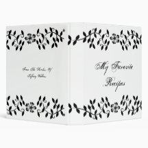 Elegant Ebony Leaves Recipe Book 3 Ring Binders