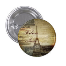 elegant effiel tower vintage paris wedding pinback buttons