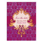 Elegant elephant save the date purple/gold card postcards