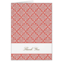 Elegant Emberglow Damask Thank You Card cards