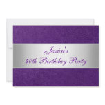 Elegant Embossed Purple Paisley White Party 2 Custom Announcements