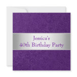 Elegant Embossed Purple Paisley White Party Announcements