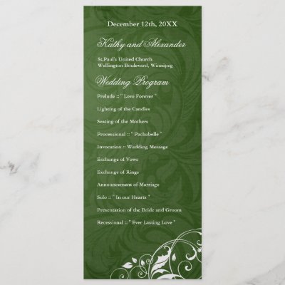 Elegant Emerald Green Wedding Program Invitations by colourfuldesigns
