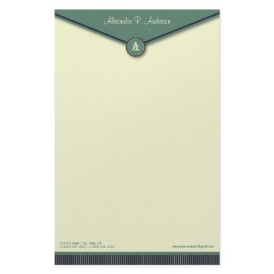 Elegant Envelope (denim) Monogram Stationery by BeezKneez