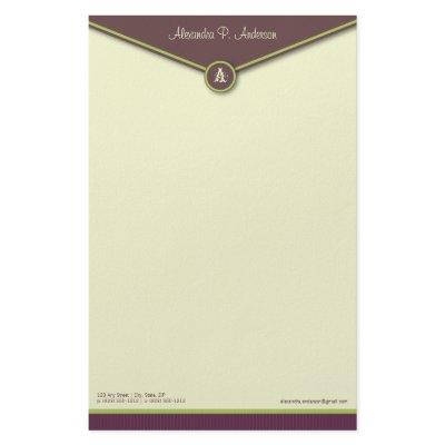 Elegant Envelope (eggplant) Monogram Stationery by BeezKneez