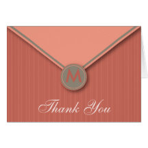 Elegant Envelope Monogram Melon Thank You Card