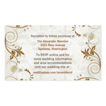 Elegant Fall Wedding enclosure cards Business Cards