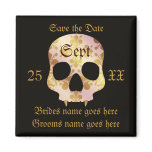 Elegant fanged skull golden skull save the date refrigerator magnets