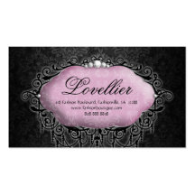 Elegant Fashion Jewellery Pink Grey Damask Business Card