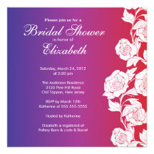 Elegant Floral Bridal Shower Invitation purple