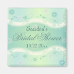 Elegant Floral Design Bridal Shower Magnet Green