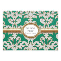 Elegant Floral Leaf Damask Baroque Gold Swirl Card Custom Invite