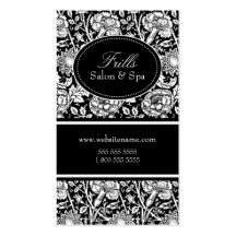 Elegant Floral Pattern Salon Black Business Cards
