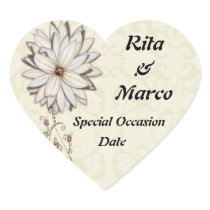 Elegant Floral Special Occasion Design Heart Sticker
