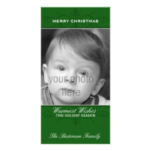 Elegant Flourish Christmas Photo Card in Green