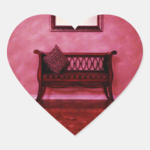 Elegant Foyer Settee Seat Mirror Interior Design Heart Sticker