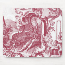 Elegant French Country Antique Red Toile de Jouy Mousepads