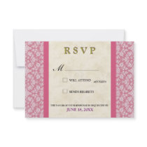 elegant fuschia and gold wedding rsvp card